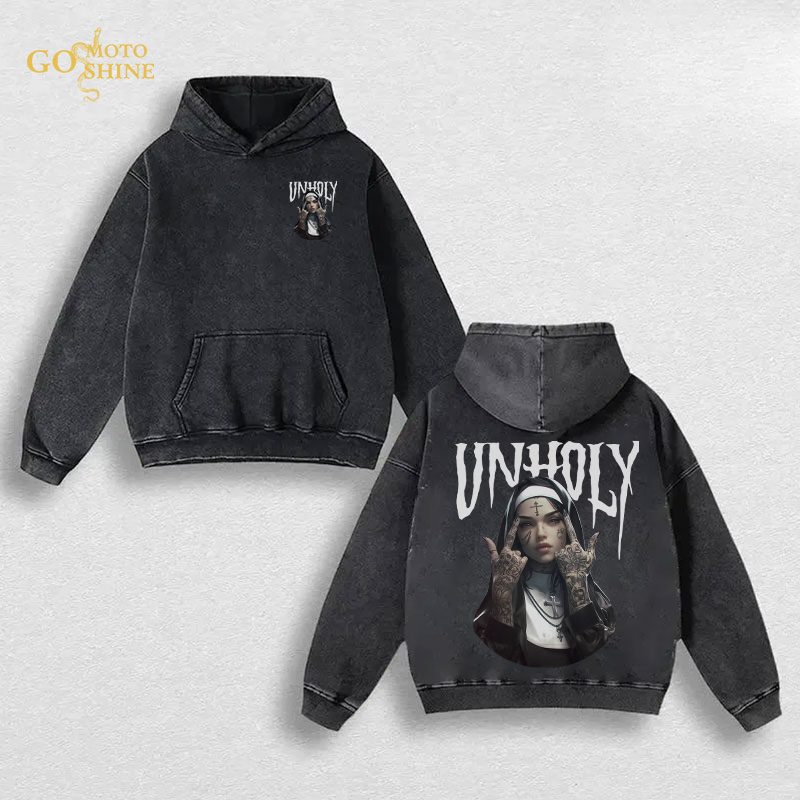 UNHOLY Defiant Nun Men's Washed Hoodie