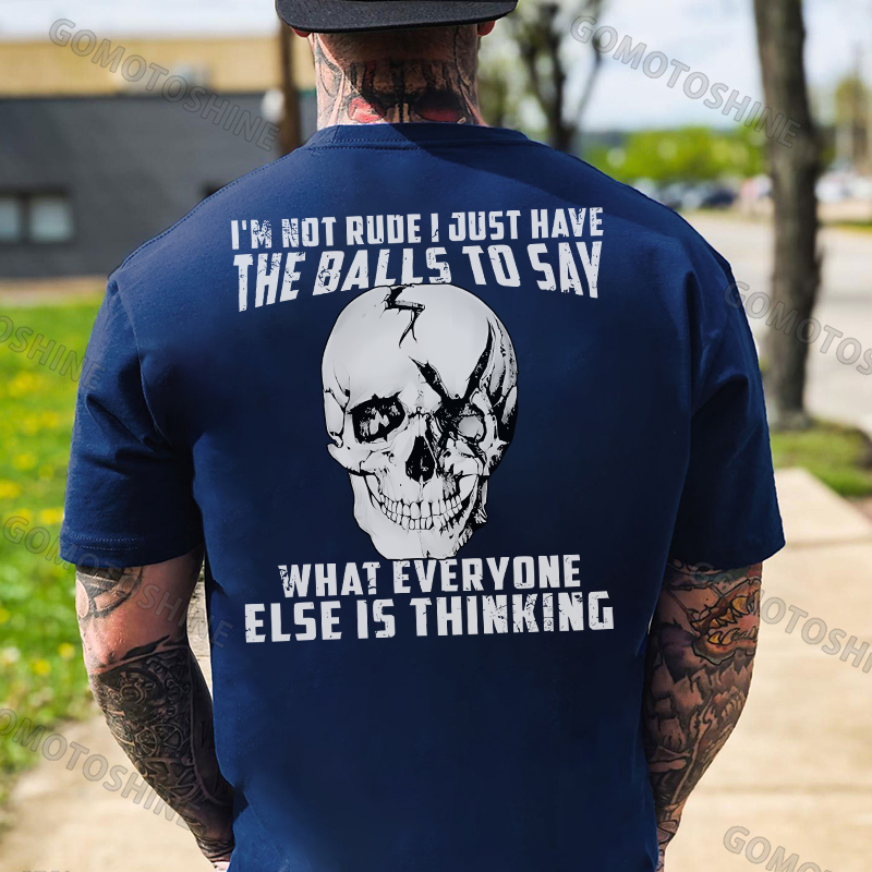 I'm Not Rude I Just Have The Balls To Say Broken Skull Print Men's T-Shirt