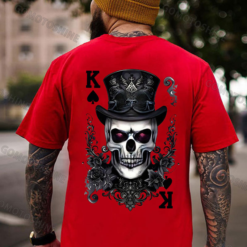POKER K Spades Skull Print Men's T-Shirt
