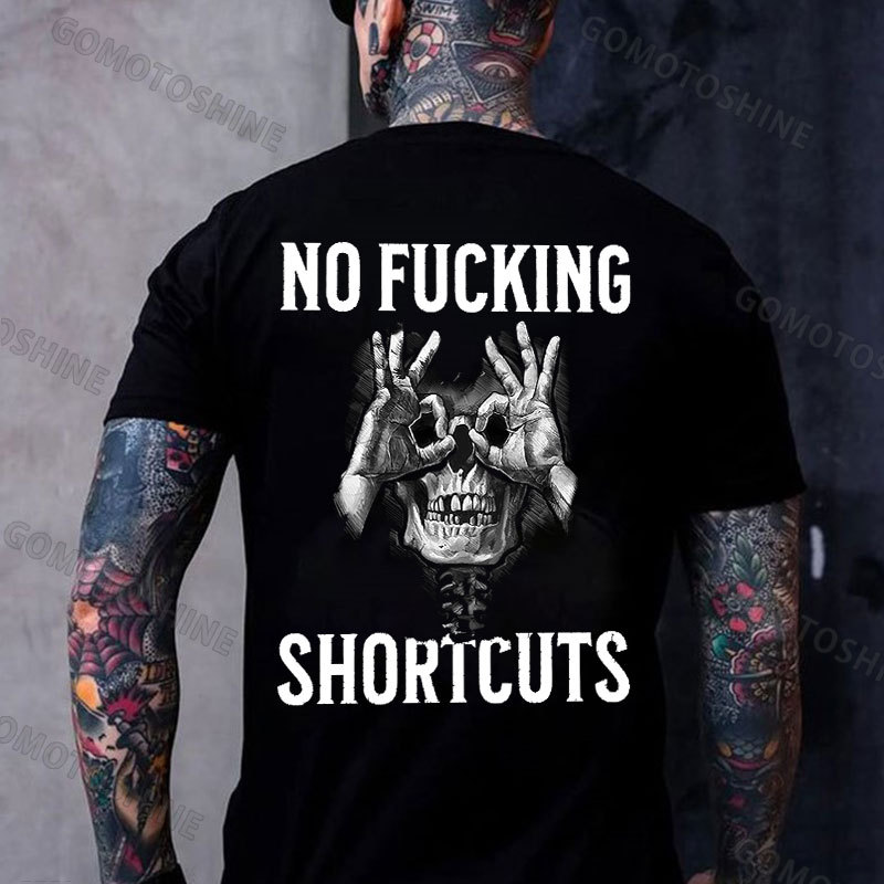 NO FUCKING SHORTCUTS Skull With OK Print Men's T-Shirt