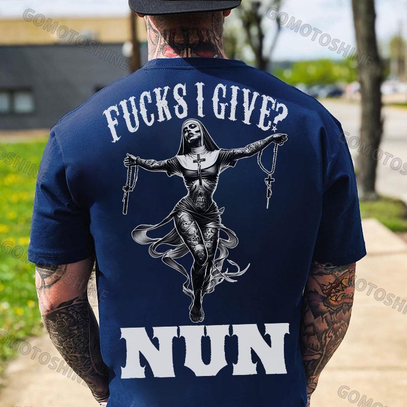 FUCKS I GIVE NUN Tattooed Nun Print Men's T-Shirt