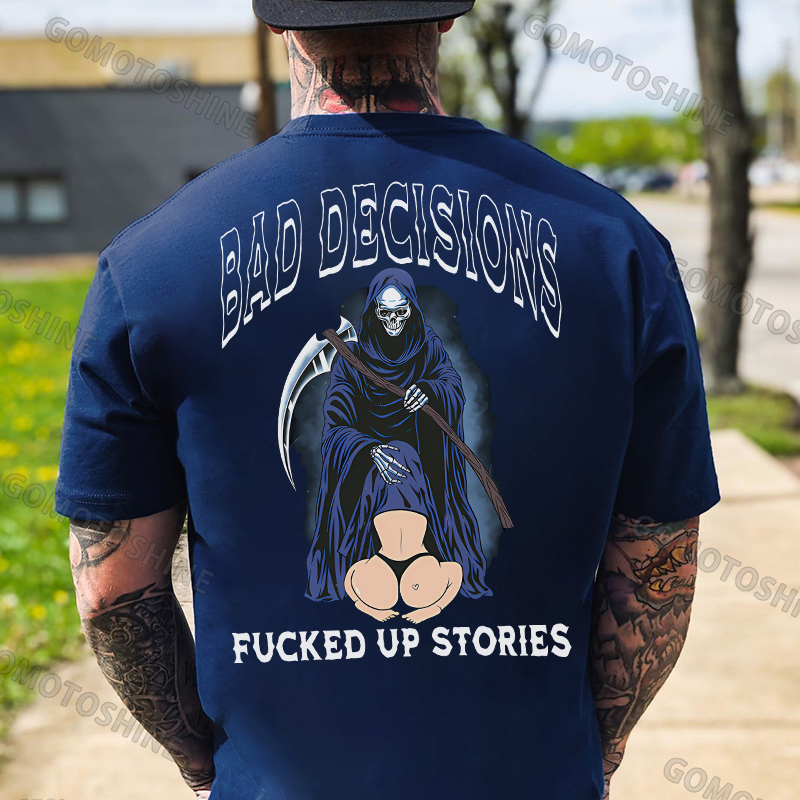 BAD DECISIONS FUCKED UP STORIES Oral Sex With Skeleton Print Men's T-shirt