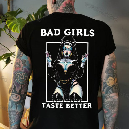 BAD GIRLS TASTE BETTER Sexy Devil Nun Print Men's T-Shirt