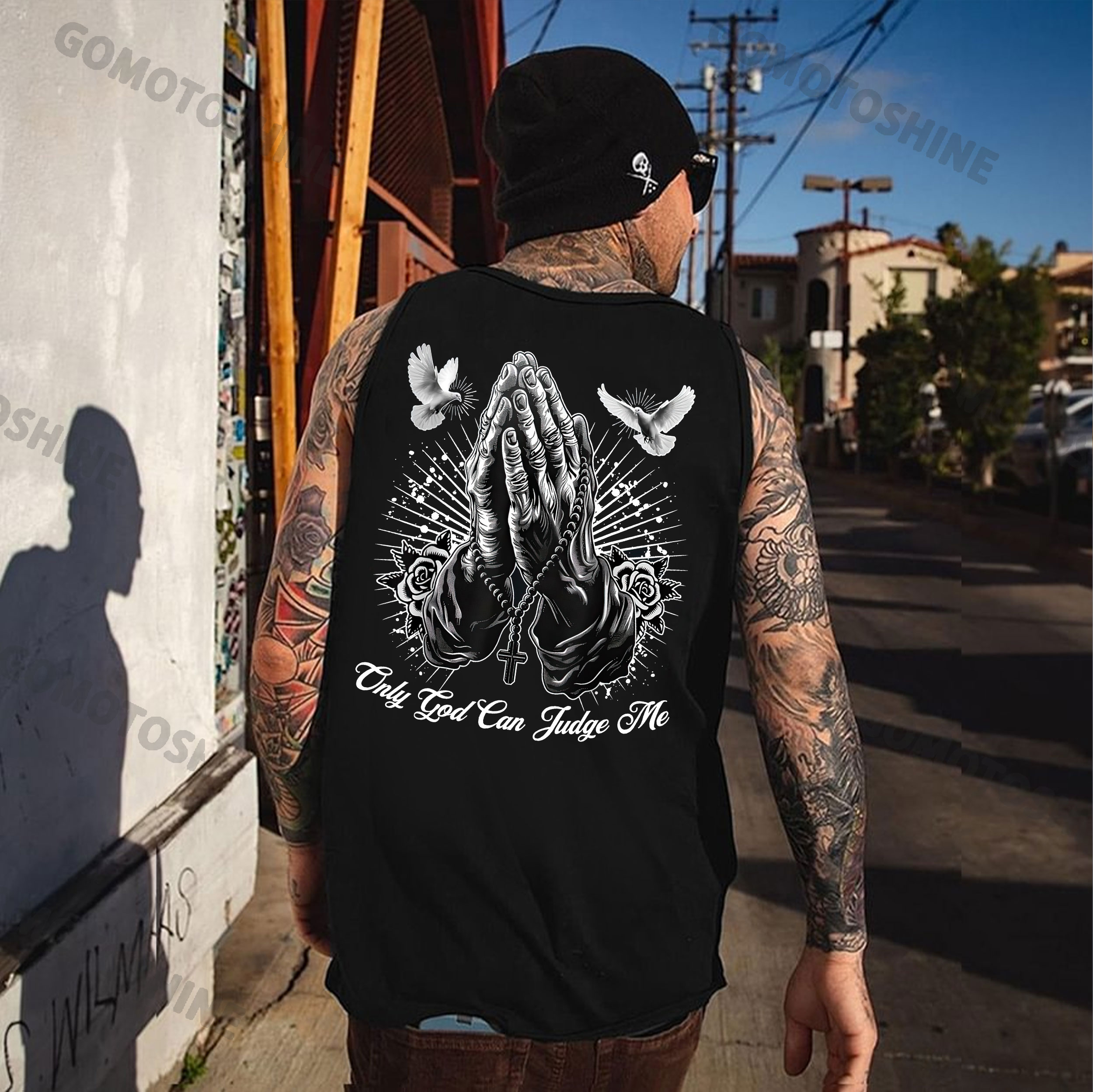 ONLY GOD CAN JUDGE ME Praying Gesture&Pigeon Print Men's Vest