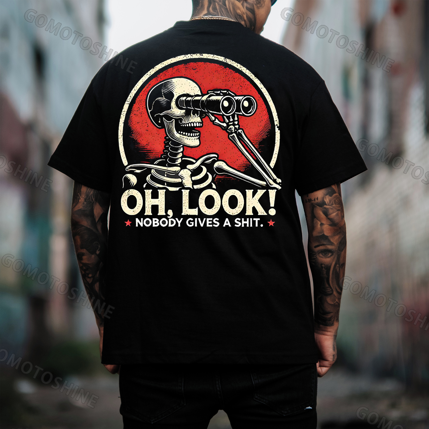 OH LOOK Skeleton&Telescope Print Men's T-Shirt