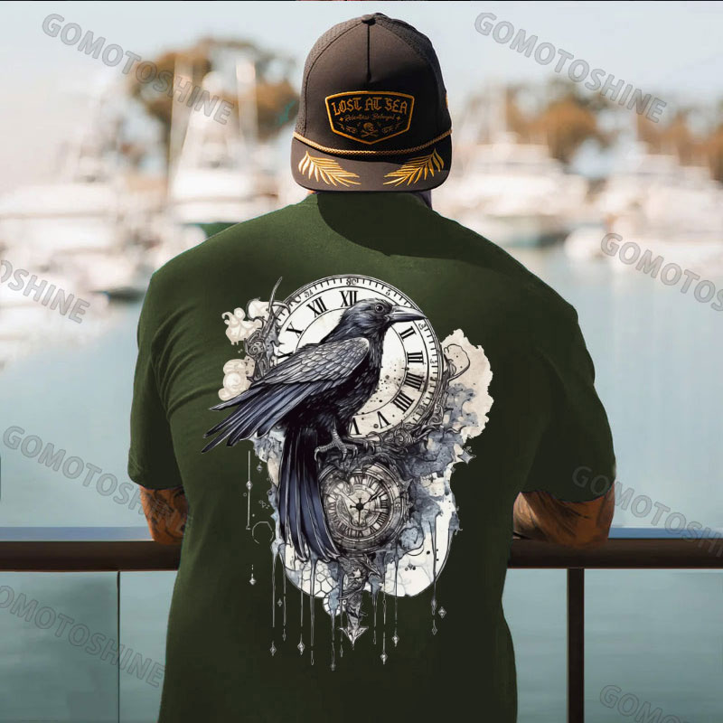 Crow Of Time Print Men's T-Shirt