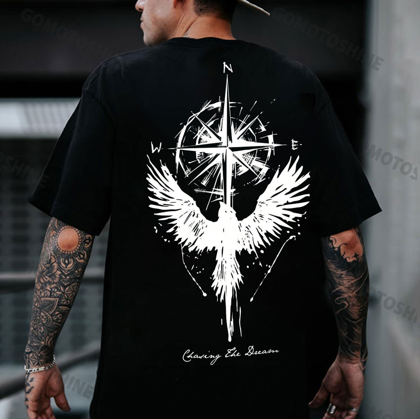 CHASING THE WAY The Guiding Eagle Print Men's T-Shirt