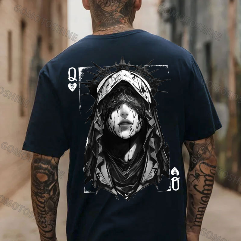 POKER Q Bleeding Nun Print Men's T-Shirt