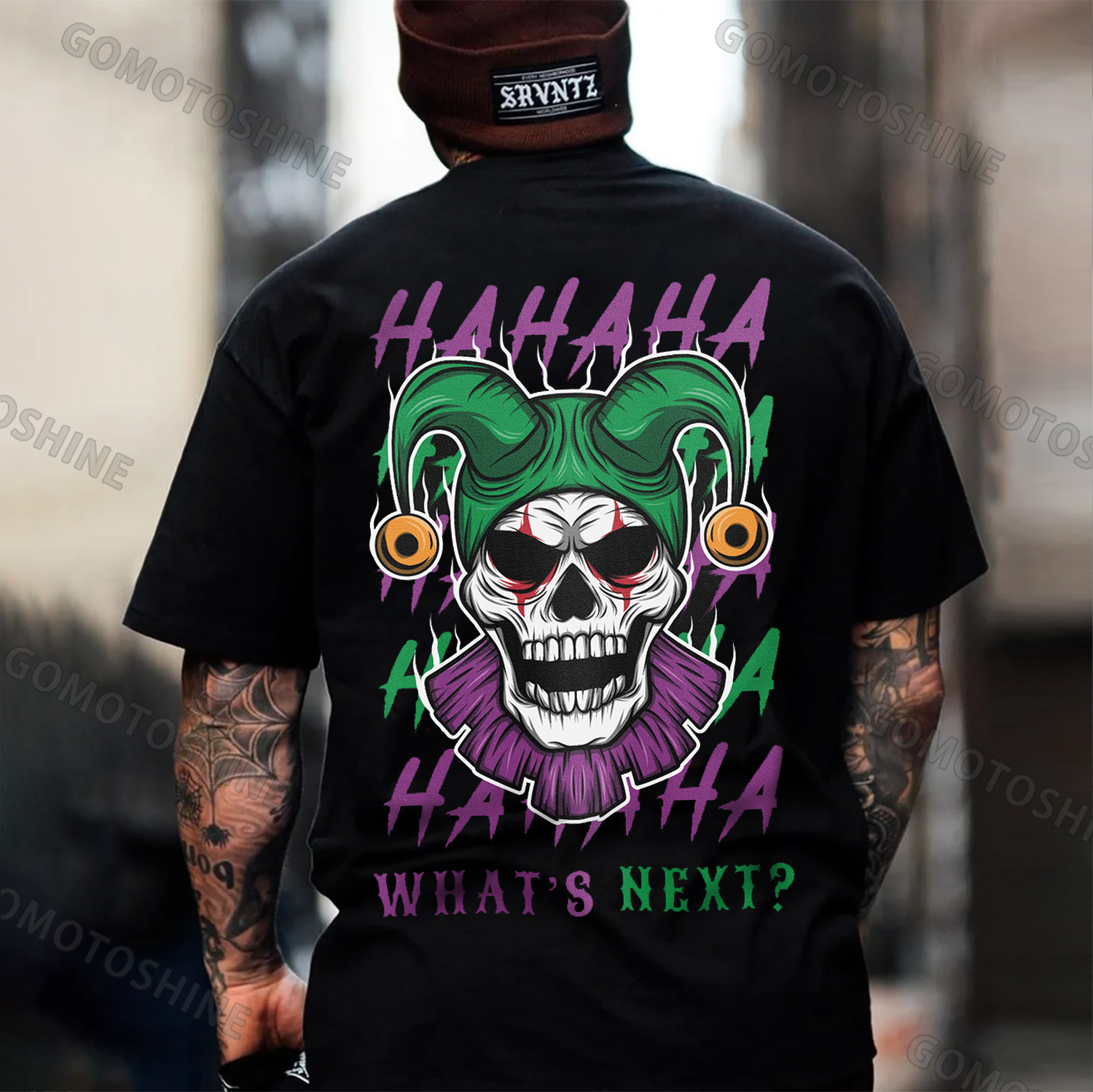 HAHAHA WHAT'S NEXT Joker Skull Print Men's T-Shirt