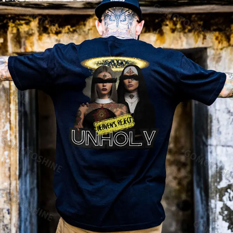 UNHOLY HEAVEN'S REJECT Evil Nun Print Men's T-Shirt