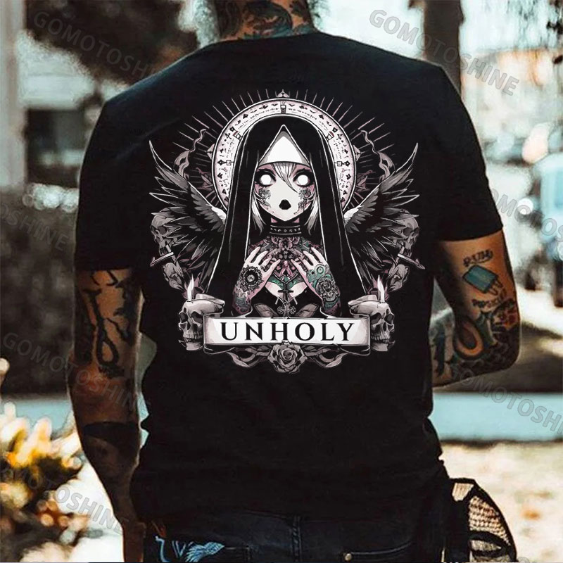 UNHOLY Tattooed Ghost Nun Print Men's T-Shirt