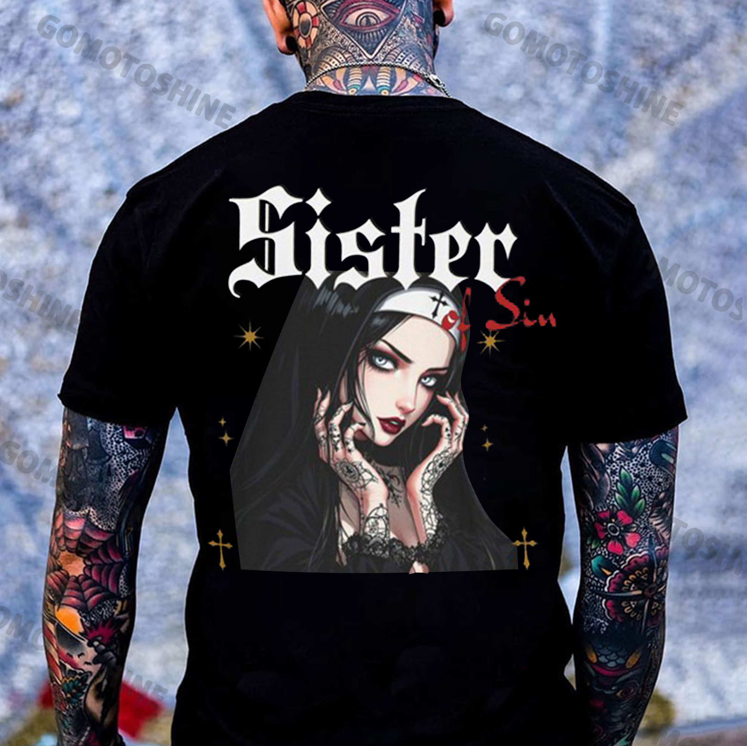 SISTER OF SIN Sexy Nun Print Men's T-Shirt