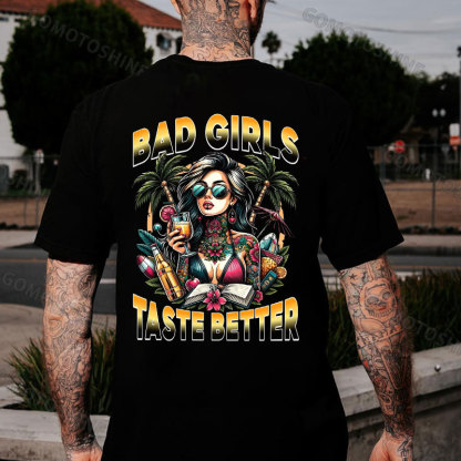 BAD GIRLS TASTE BETTER Vacation Tattooed Lady Print Men's T-Shirt