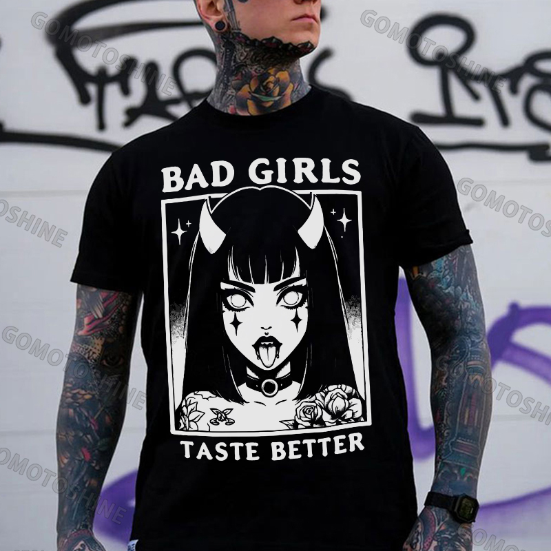 BAD GIRLS TASTE BETTER Devil Girl Print Men's T-Shirt