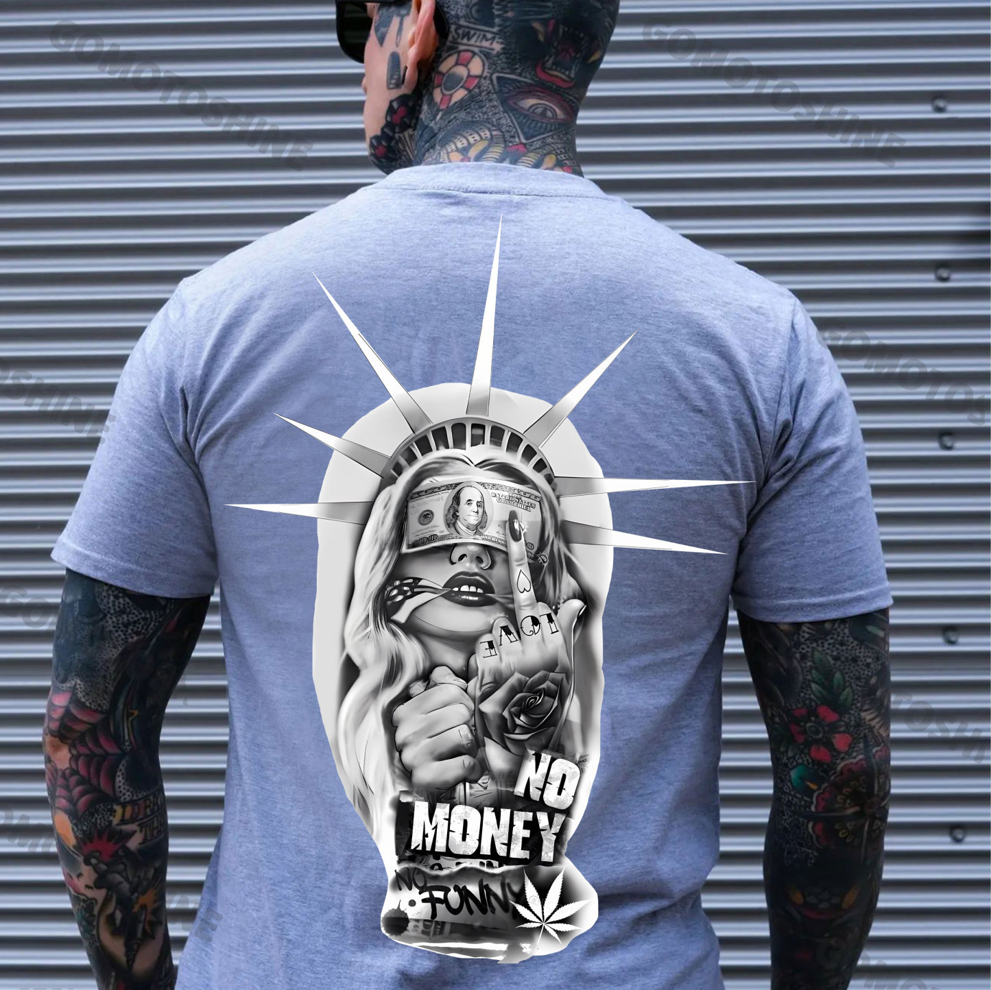 NO MONEY ON FUNNY Defiant Money Lady Print Men's T-Shirt