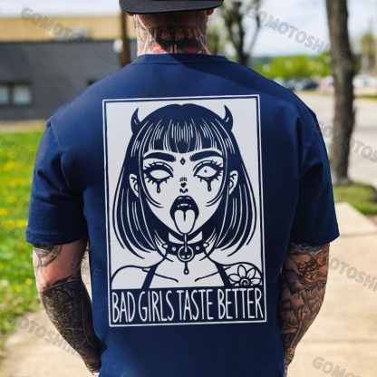 BAD GIRLS TASTE BETTER Devil Girl Print Men's T-Shirt