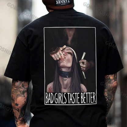 BAD GIRLS TASTE BETTER Suck Finger Nun Print Men's T-Shirt Image - 1