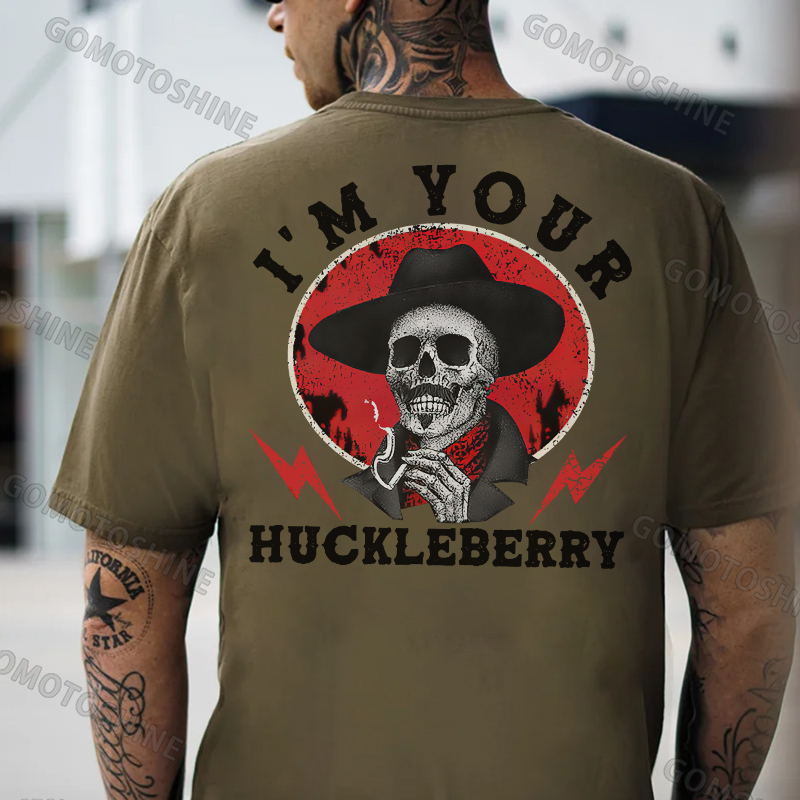 I'M YOUR HUCKLEBERRY Skeleton Print Men's T-Shirt