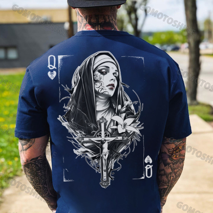 Poker Q Evil Nun Print Men's T-Shirt