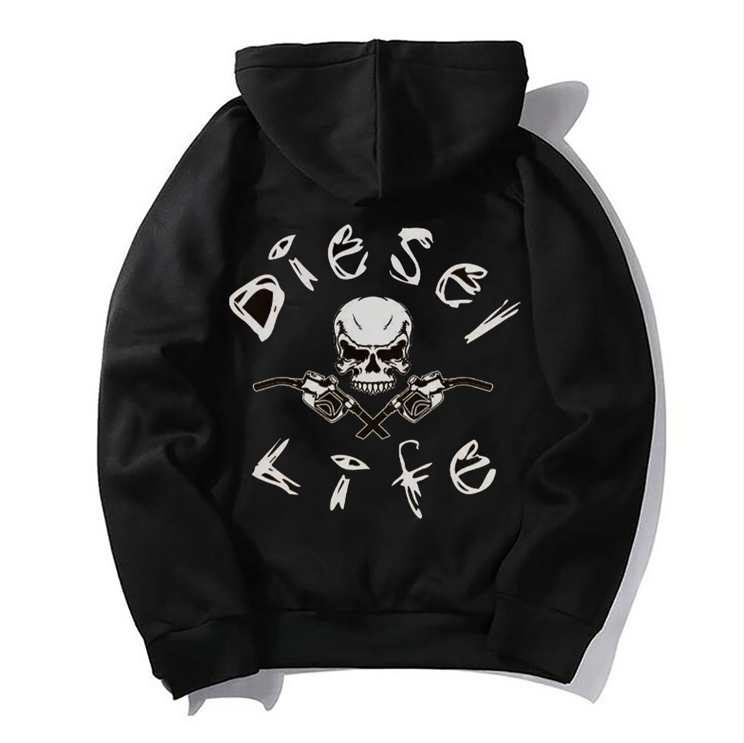 DIESEL LIFE Skull Motorcycle Black Print Hoodie
