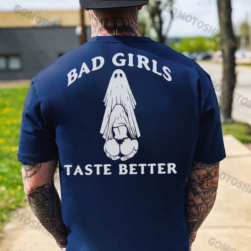BAD GIRLS TASTE BETTER Naughty Ghost Oral Sex Print Men's T-Shirt