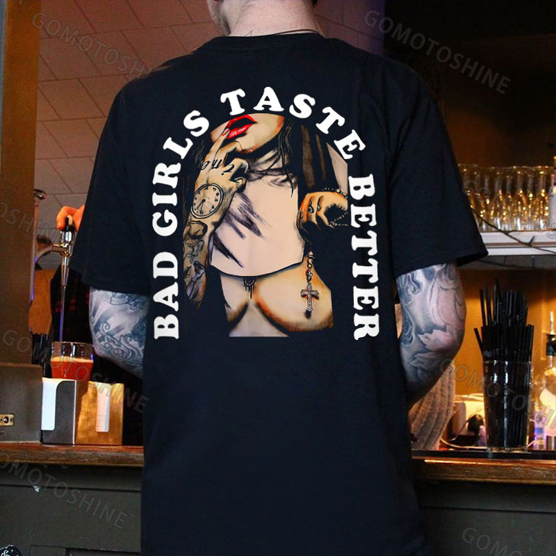 BAD GIRLS TASTE BETTER Sexy Naked Nun Print Men's T-Shirt