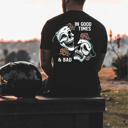 IN GOOD TIMES & BAD Funny Skulls Black Print T-Shirt