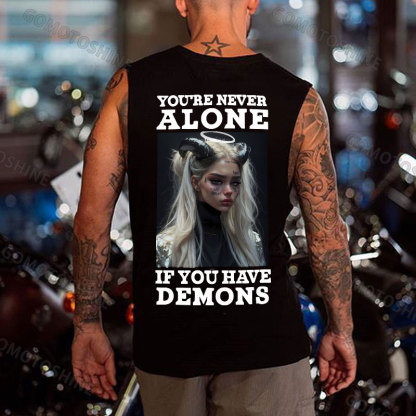 YOU'RE NEVER ALONE IF YOU HAVE DEMONS Gloomy Devil Girl Print Men's Vest