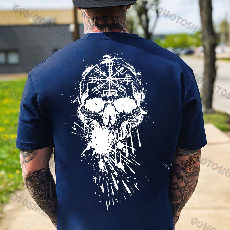 Runes Skull Print Men's T-Shirt