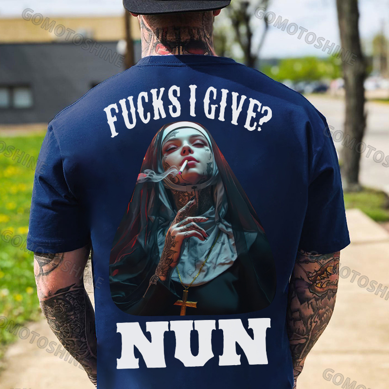 FUCKS I GIVE NUN Smoking Nun Print Men's T-Shirt