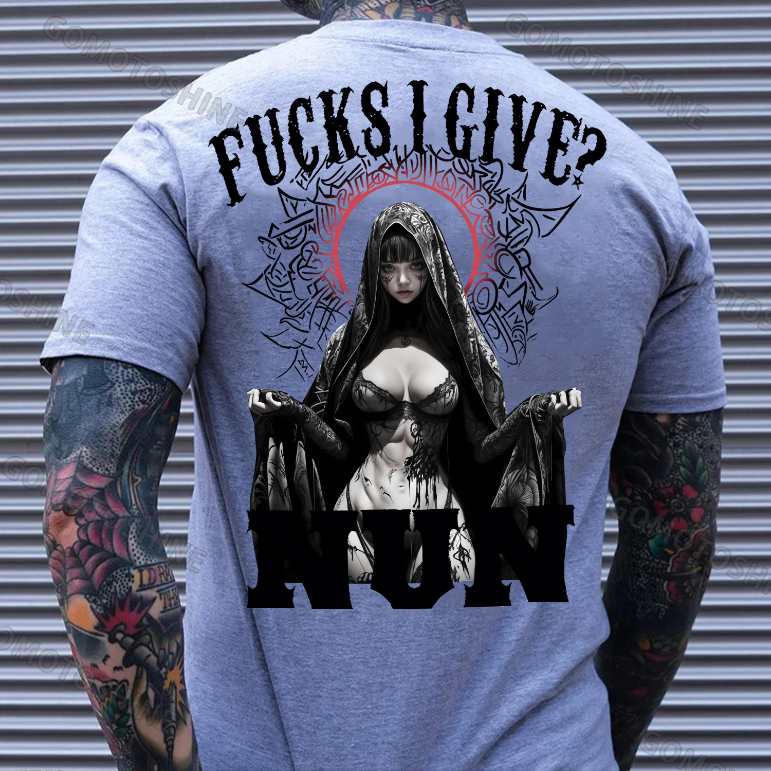 FUCKS I GIVE NUN Runes Sexy Nun Print Men's T-Shirt