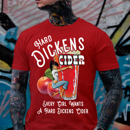HARD DICKENS Sexy Lady with Fruit Juice Black Print T-shirt