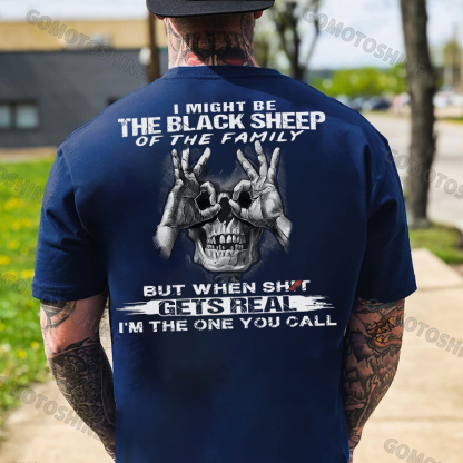 I MIGHT BE THE BLACK SHEEP OF THE FAMILY Skull With OK Print Men's T-Shirt