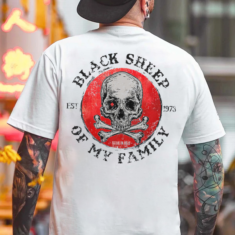 BLACK SHEEP OF MY FAMILY Skull Print Men's T-shirt