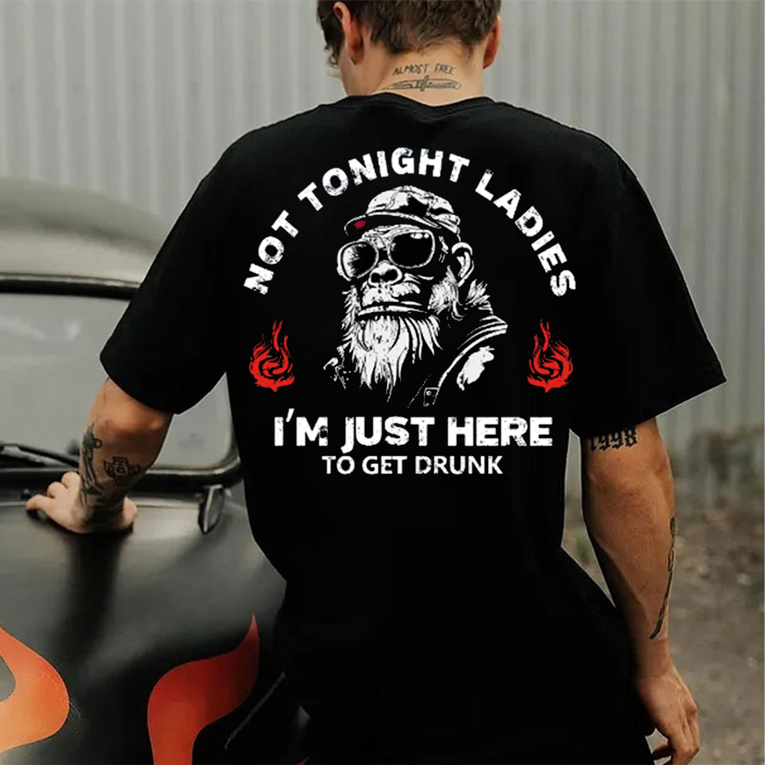 NOT TONIGHT LADIES Gorilla Black Print T-Shirt