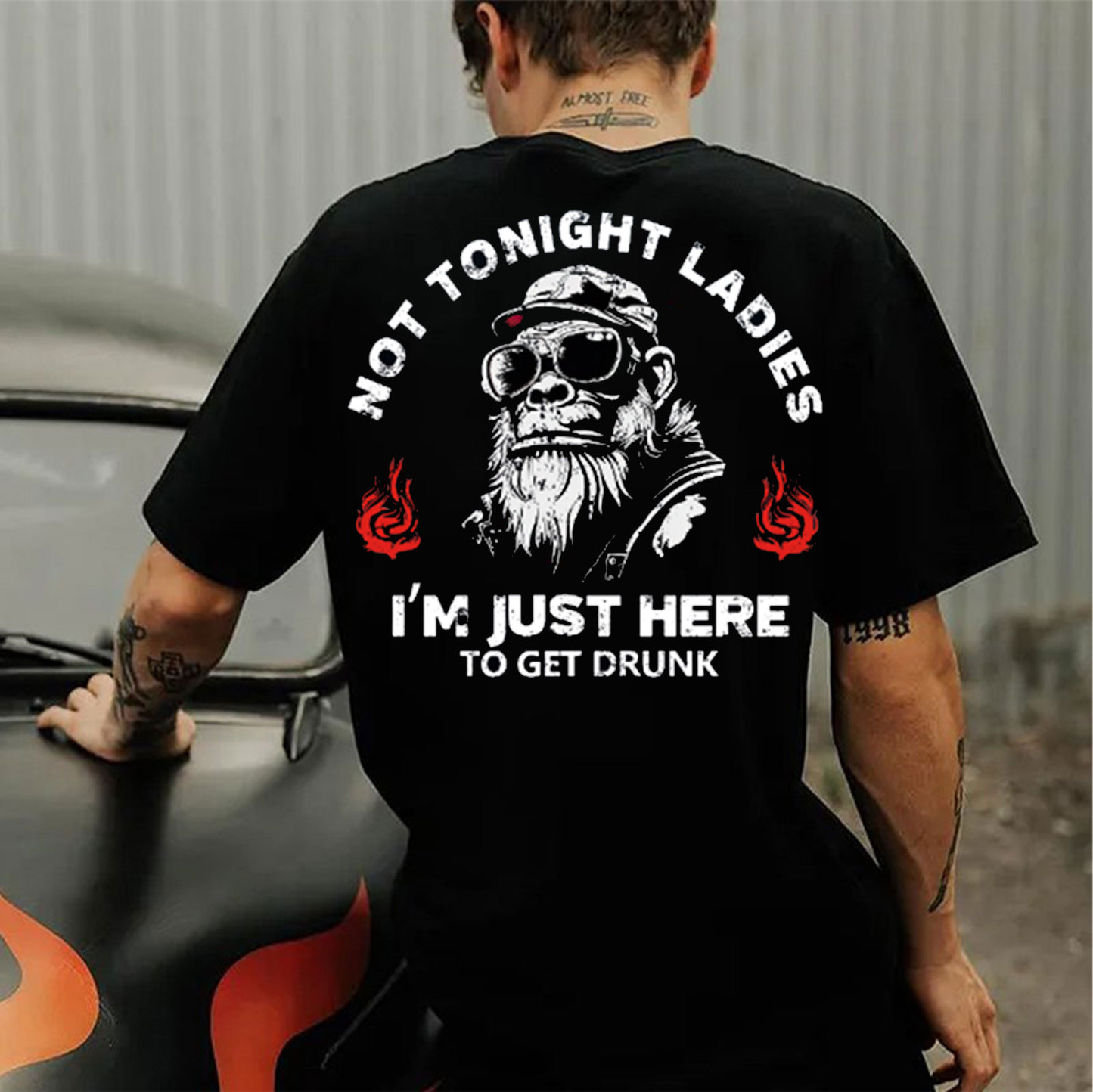 NOT TONIGHT LADIES Gorilla Black Print T-Shirt