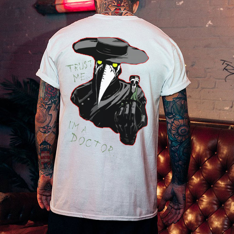 TRUST ME I'M A DOCTOR Crow Vintage Black Print T-Shirt