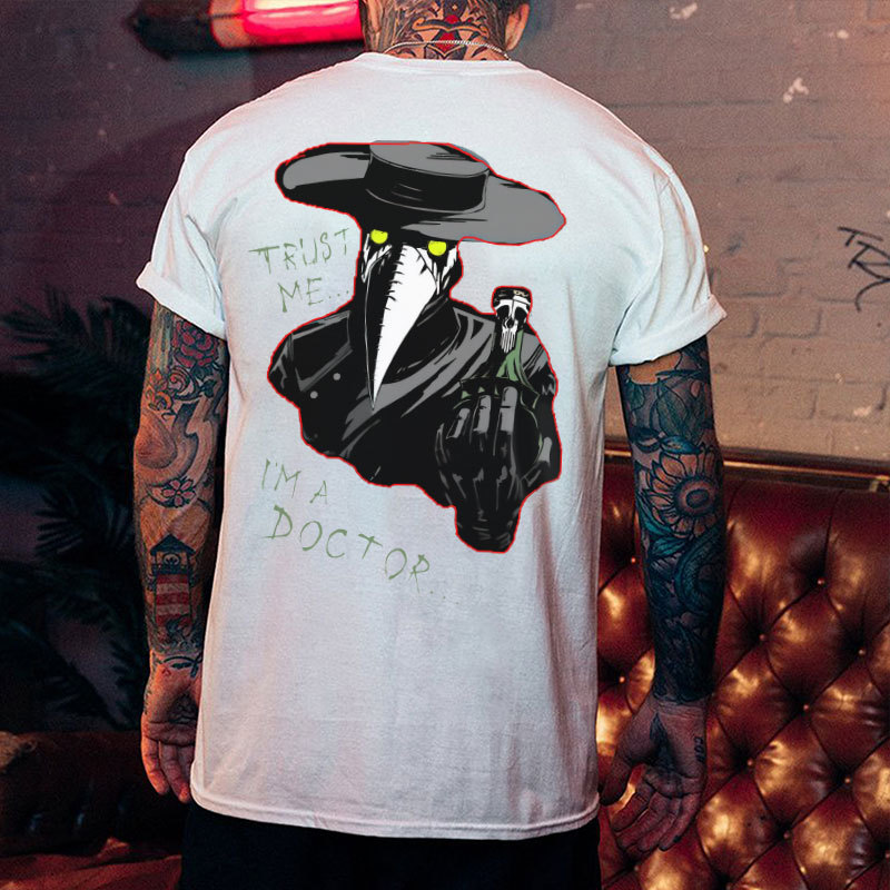 TRUST ME I'M A DOCTOR Crow Vintage Black Print T-Shirt
