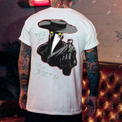 TRUST ME I'M A DOCTOR Crow Vintage Black Print T-Shirt