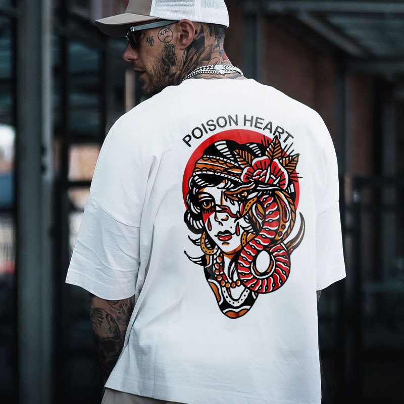 POISON HEART Apple of Sodom Graphic White Print T-shirt