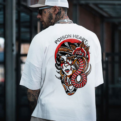 POISON HEART Apple of Sodom Graphic White Print T-shirt