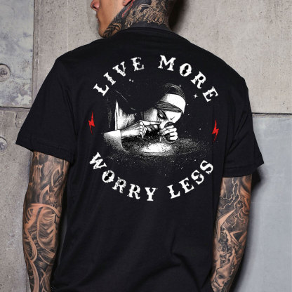 LIVE MORE WORRY LESS Nun Smoking Black Print T-Shirt