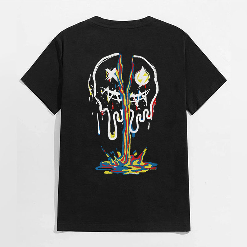 Broken Emoji Black Print T-Shirt