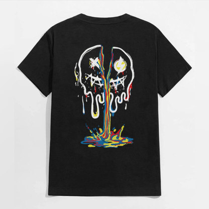 Broken Emoji Black Print T-Shirt