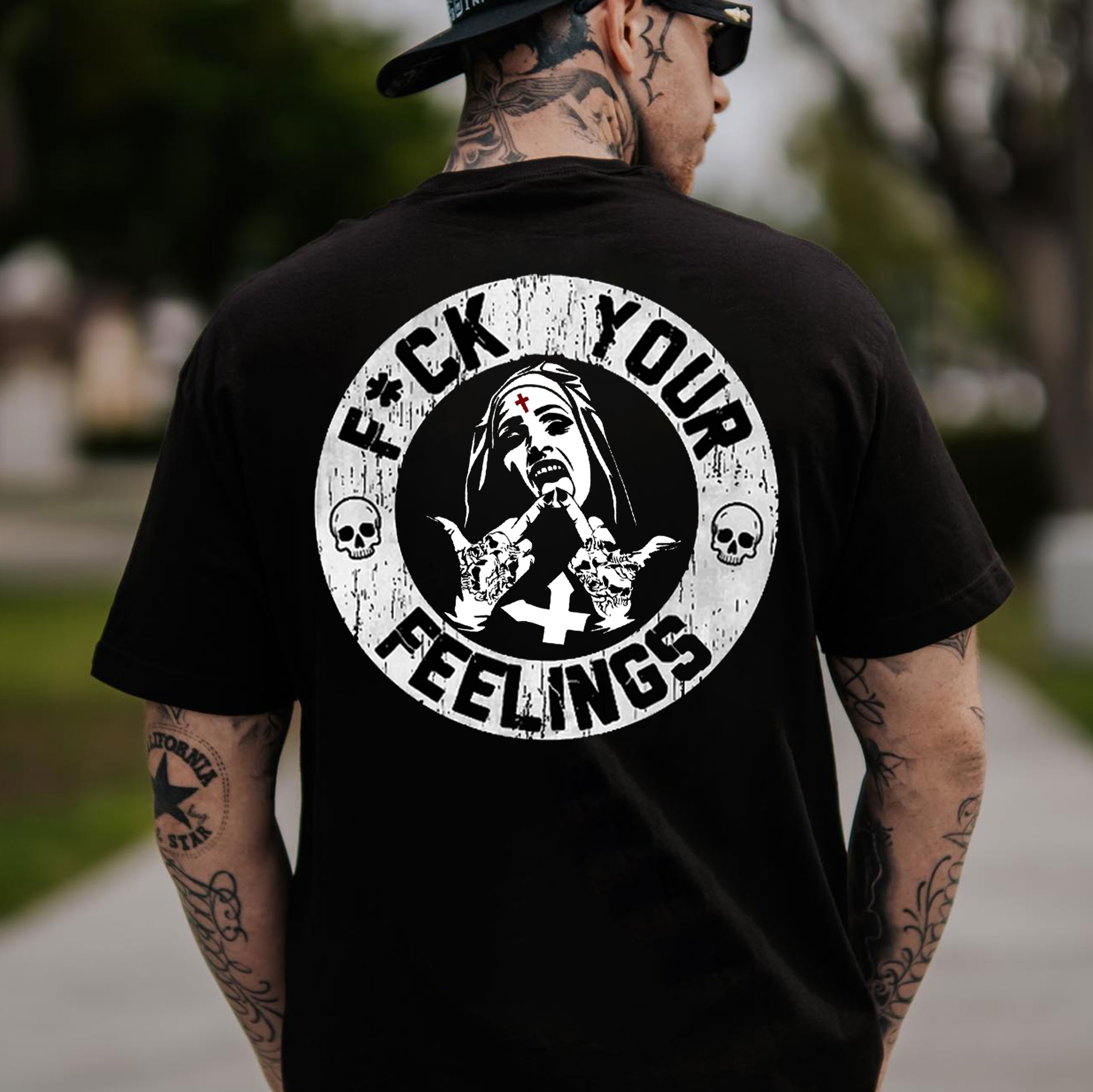 Fuck Your Feelings Black Print T-Shirt