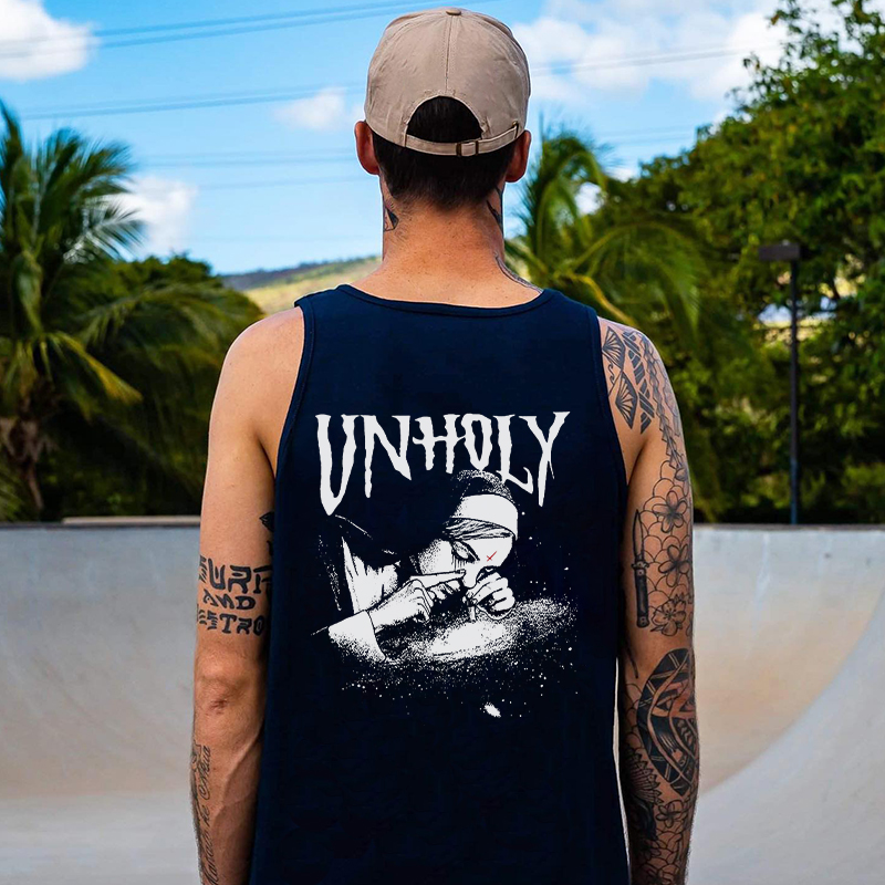 UNHOLY Nun Black Print Vest