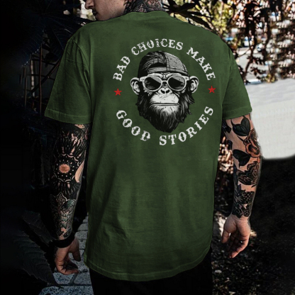 BAD CHOICES MAKE GOOD STORIES Black Print T-Shirt