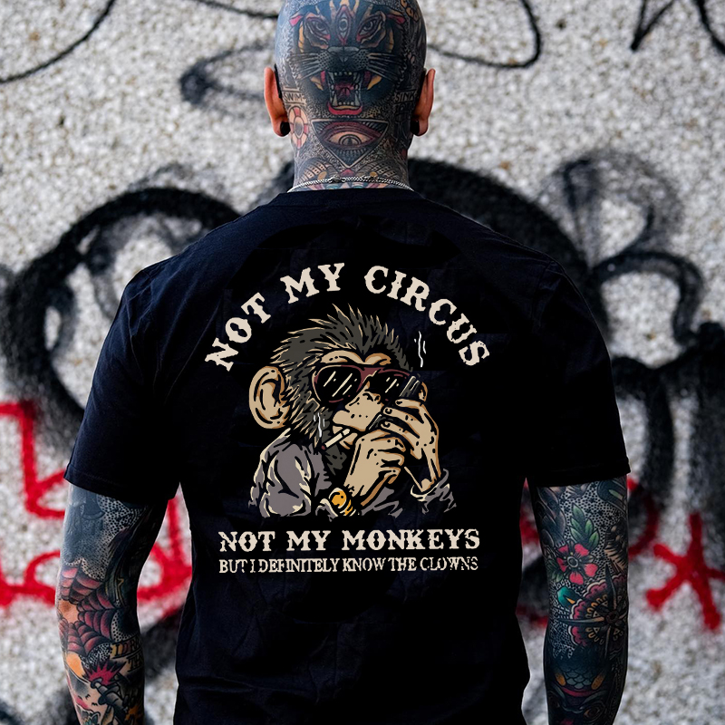 NOT MY CIRCUS NOT MY MONKEYS Black Print T-shirt