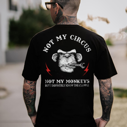 NOT MY CIRCUS NOT MY MONKEY Black Print T-shirt