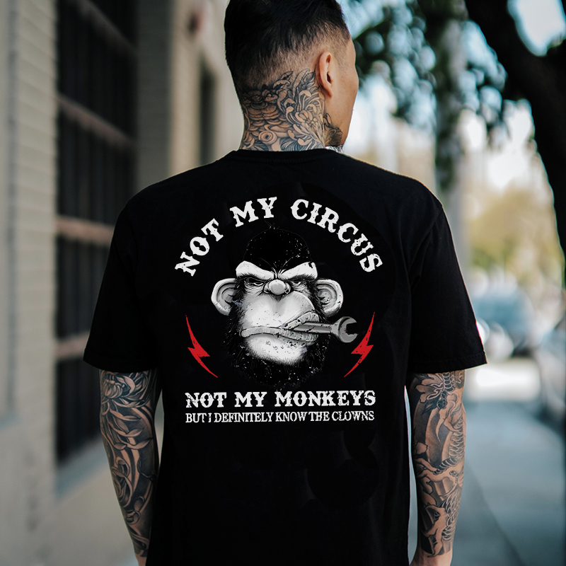 NOT MY CIRCUS NOT MY MONKEY Black Print T-shirt